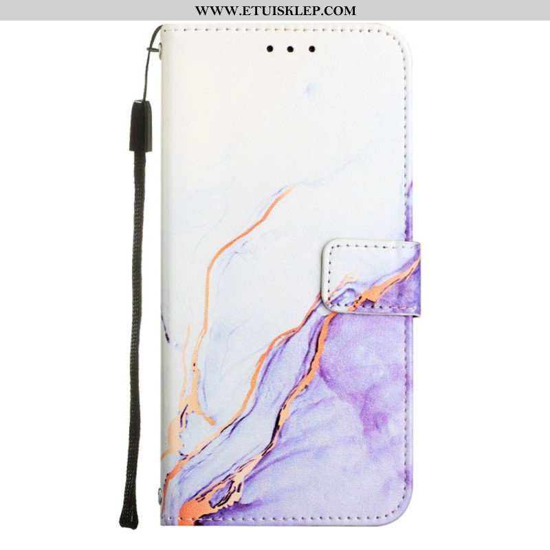 Etui Folio do iPhone 14 Pro Max z Łańcuch Pasek Marmuru